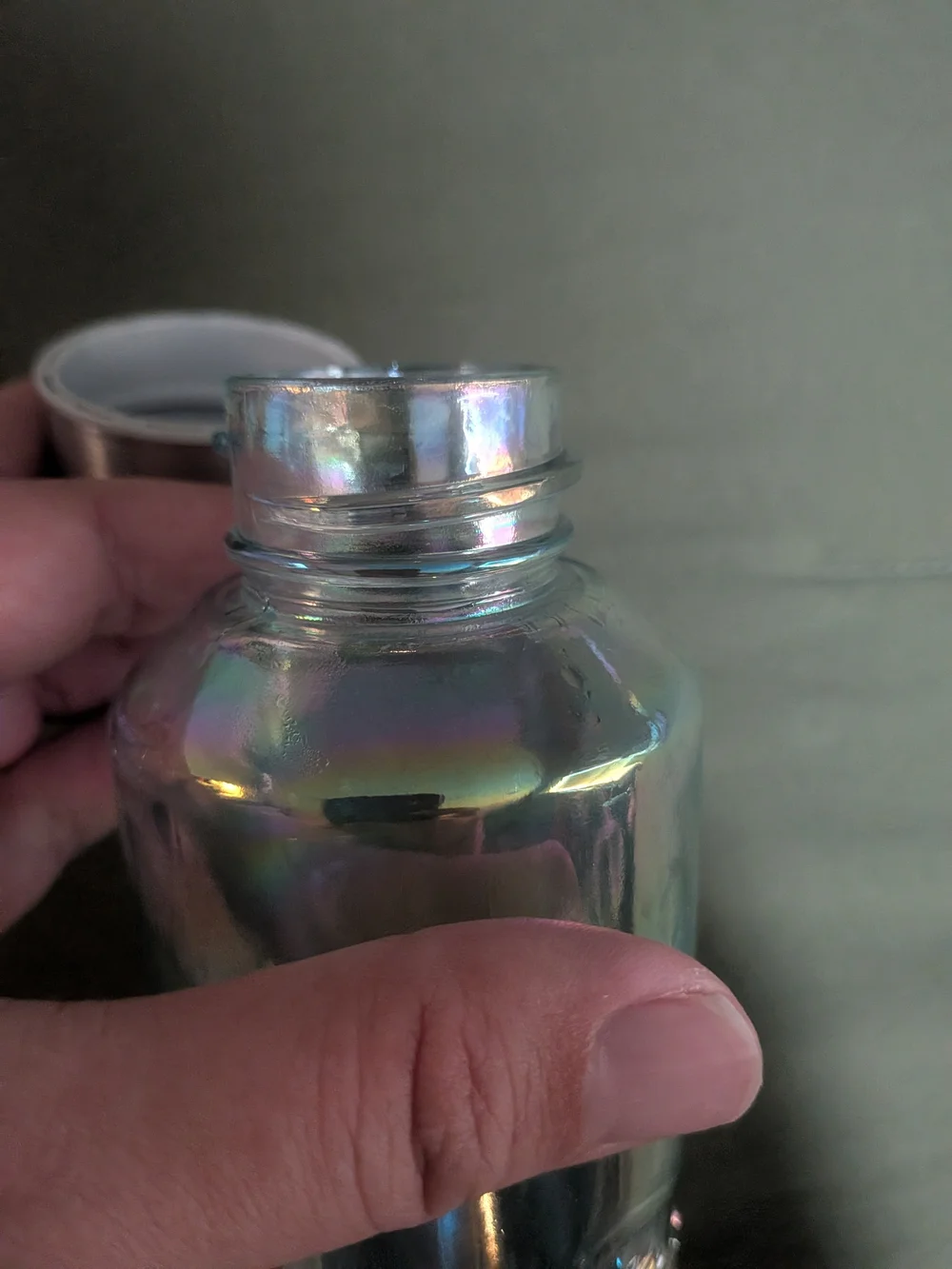 Starbucks Recycled Glass Luster Iridescent Rainbow Water Bottle SPAIN 22 oz